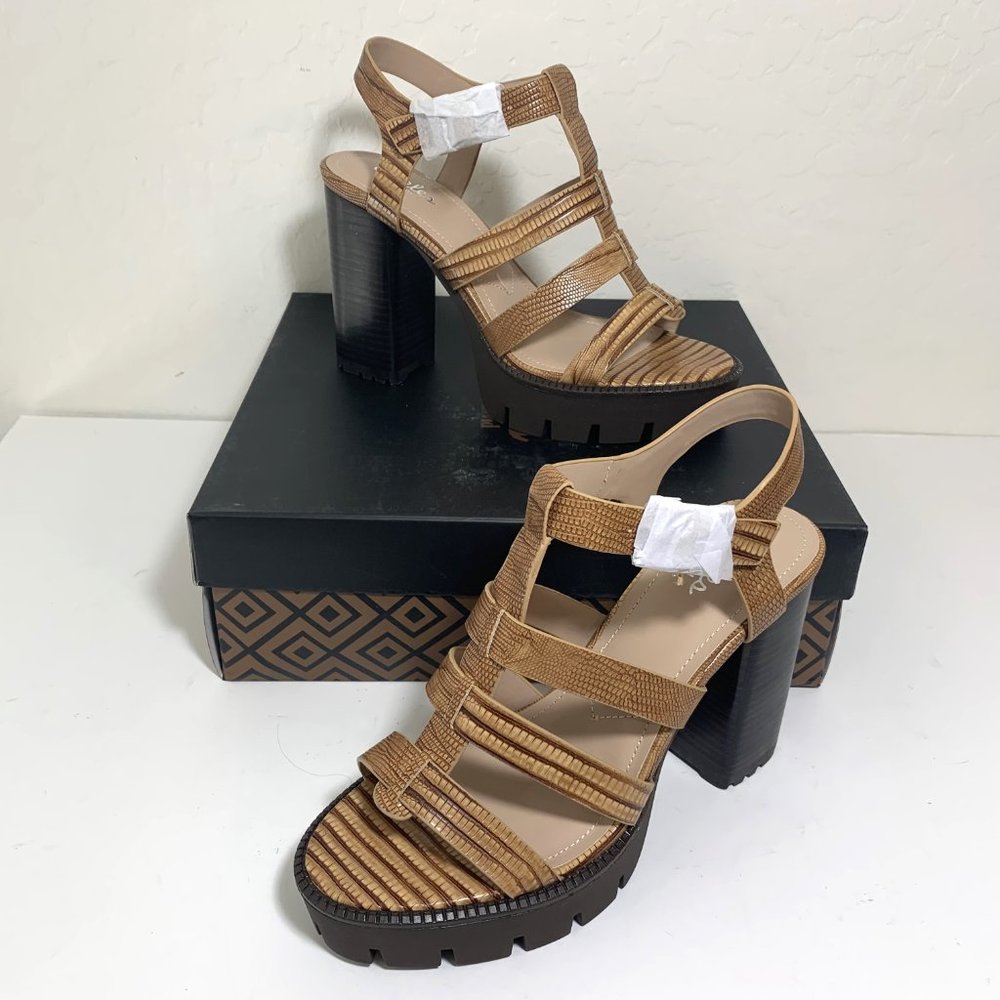 Charles by Charles David Verbal Sandals Platform Heels Embossed Lizard Size 9
